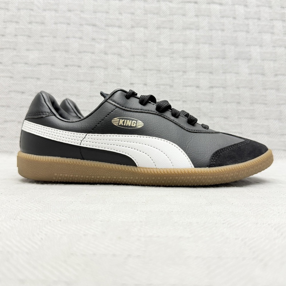 Puma King 21 Shoes Mens Size 6.5 Black Leather Low Top Casual Sneakers 106696-01